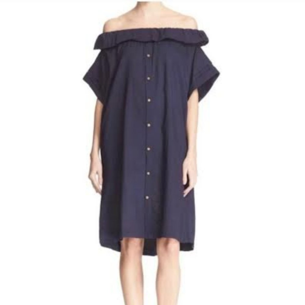 Sea New York Cotton Oversized Relax Fit Off Shoulder Dress